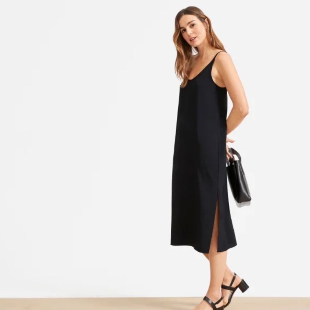 Everlane black go weave slip dress 2